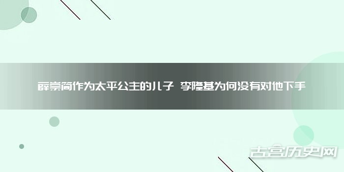 薛崇简作为太平公主的儿子 李隆基为何没有对他下手
