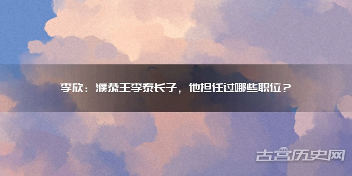 李欣:濮恭王李泰长子,他担任过哪些职位?