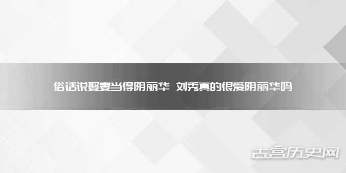俗话说娶妻当得阴丽华 刘秀真的很爱阴丽华吗