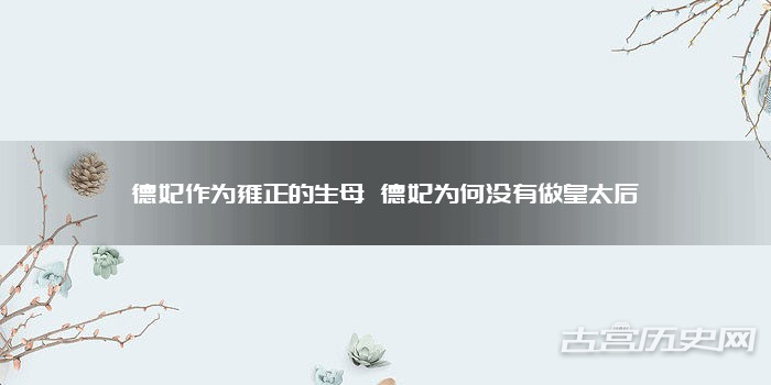 德妃作为雍正的生母 德妃为何没有做皇太后