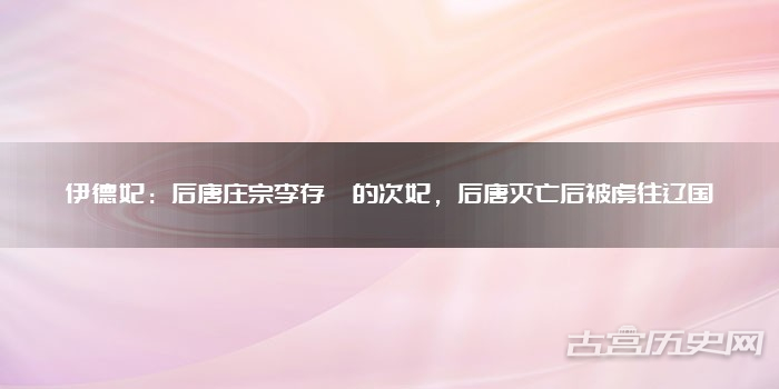 伊德妃:后唐庄宗李存勖的次妃,后唐灭亡后被虏往辽国