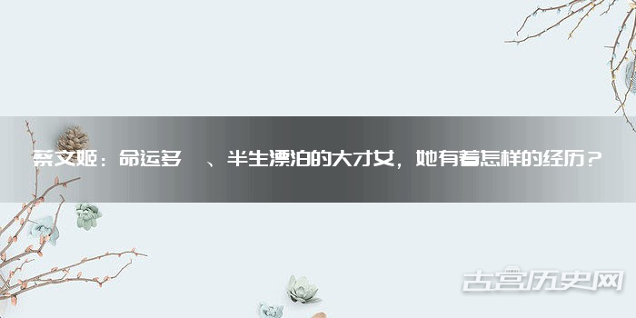 蔡文姬:命运多舛、半生漂泊的大才女,她有着怎样的经历?