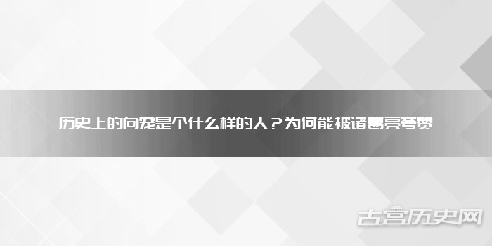历史上的向宠是个什么样的人?为何能被诸葛亮夸赞